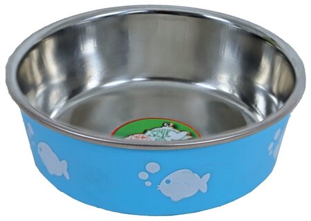 Eetbak kat rvs vis 11cm lichtblauw