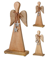 ENGEL 32CM LICHT HOUT 2ASS