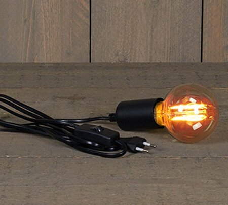 Fitting e27 l3m snoer zwart exc. lamp