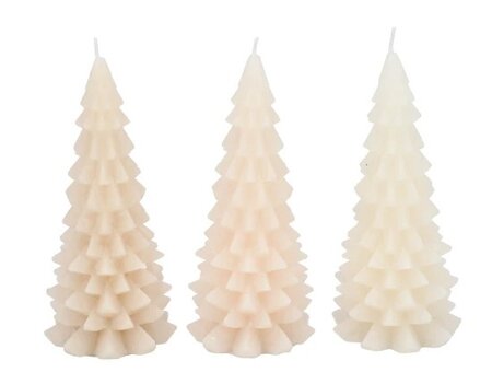 FROSTY COZY SAND MIX X-MAS TREE CANDLE 6X12CM per stuk