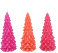 FROSTY FUCHSIA MIX X-MAS TREE CANDLE 6X12CM per stuk