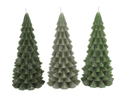 FROSTY GREEN MIX X-MAS TREE CANDLE 6X12CM per stuk