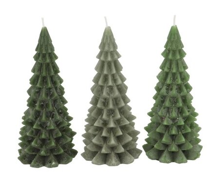 FROSTY MAJESTIC GREEN MIX X-MAS TREE CANDLE 6X12CM per stuk