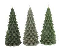 FROSTY MAJESTIC GREEN MIX X-MAS TREE CANDLE 6X12CM per stuk