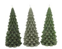 FROSTY MAJESTIC GREEN MIX X-MAS TREE CANDLE 8X16CM per stuk