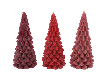 FROSTY RED MIX X-MAS TREE CANDLE 5.8x12CM ASS