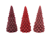 FROSTY RED MIX X-MAS TREE CANDLE 5.8x12CM ASS