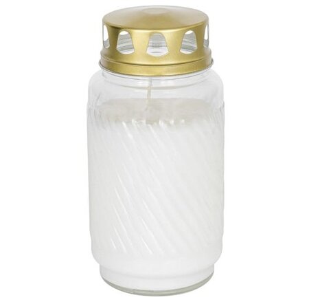 Gedenklicht 90u ribbel +deksel wit