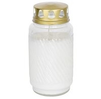 Gedenklicht 90u ribbel +deksel wit