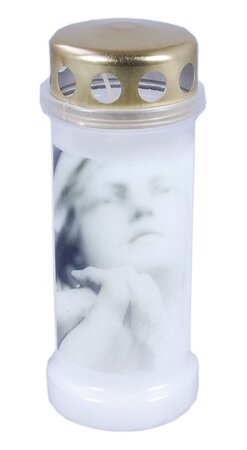 Gedenklicht bidden h16cm wit