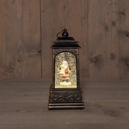 Glitterlantaarn kerstman 20.5x9cm