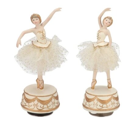 GLOWY COZY GOLD BALLERINA MUSIC BOX ASS 11X8X22CM