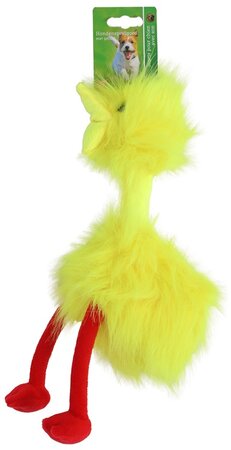 H.splg fluffy bird 35cm geel/rood