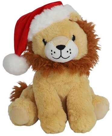 H.splg kerstleeuw met piep 25cm brn