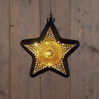 Hanger ster glas circle led 19cm zw