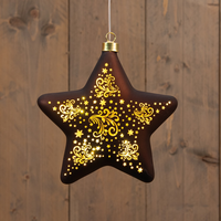 Hanger ster glas led 19cm choco