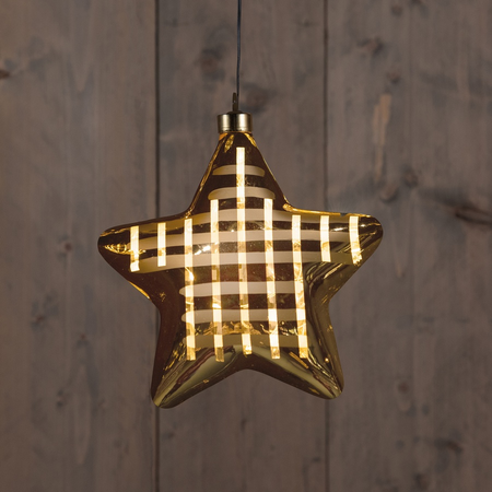 Hanger ster glas ruit led 19cm gd