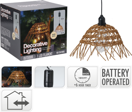 HANGLAMP PE RATTAN H19CM B/O