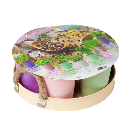 Herb festival pastel pot+7srt kruid - afbeelding 1