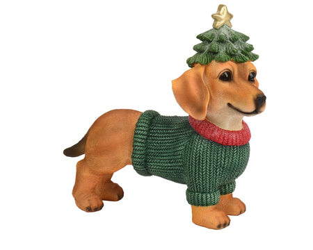 Hond polyresin l13.5b30.5h30cm groen