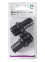 Hose connector+screw 20mm 3/4 inc