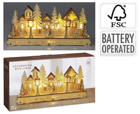 HOUTEN HUIS MET LED 30CM