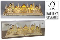HOUTEN HUIS MET LED 45CM