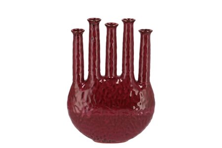 INGA JAHRA PURPLE VASE OVAL TUBE ACTIVE GLAZE 28X12X39CM