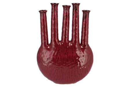 INGA JAHRA PURPLE VASE OVAL TUBE ACTIVE GLAZE 34X15X47CM