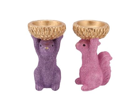JINGLE PURPLE/PINK SQUIRREL ASS 12X10X17CM