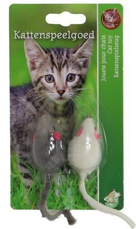 K.splg bontmuis 4cm grijs/wit a 2st