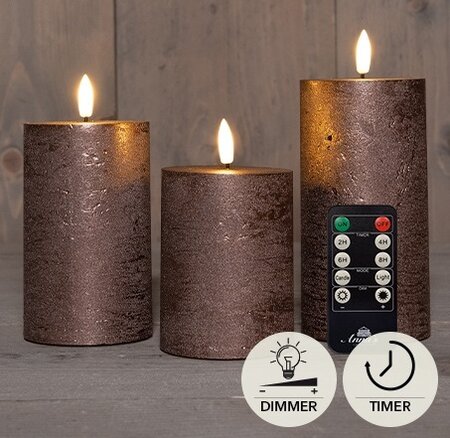 Kaars 3d d7.5h10/12.5/15cm brs s3