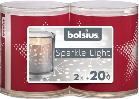 Kaars in houder sparkle ster 2 stuks