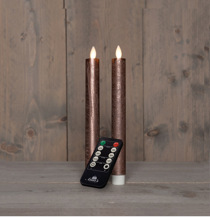 Kaars led oplaadbaar 10x7.5cm brns