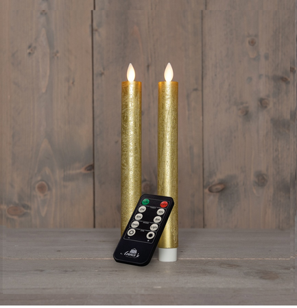 Kaars led oplaadbaar 10x7.5cm goud