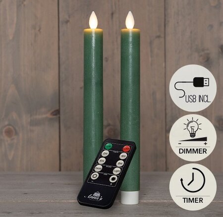 Kaars led oplaadbaar 10x7.5cm jade