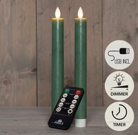 Kaars led oplaadbaar 10x7.5cm jade