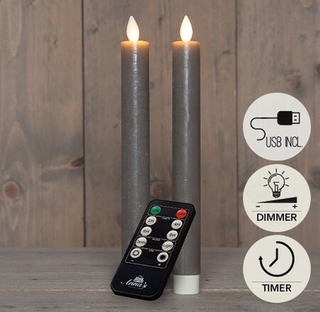 Kaars led oplaadbaar 10x7.5cm taupe