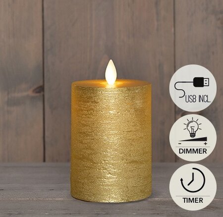 Kaars led oplaadbaar 12.5x7.5cm gd