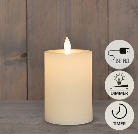Kaars led oplaadbaar 12.5x7.5cm wit
