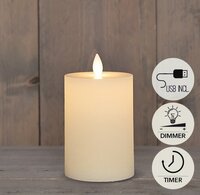 Kaars led oplaadbaar 12.5x7.5cm wit