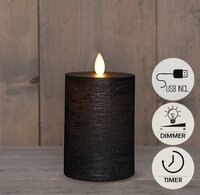 Kaars led oplaadbaar 12.5x7.5cm zw