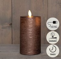 Kaars led oplaadbaar 15x7.5cm brns