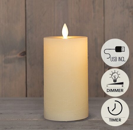 Kaars led oplaadbaar 15x7.5cm ivr