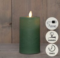 Kaars led oplaadbaar 15x7.5cm jade
