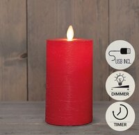 Kaars led oplaadbaar 15x7.5cm rood