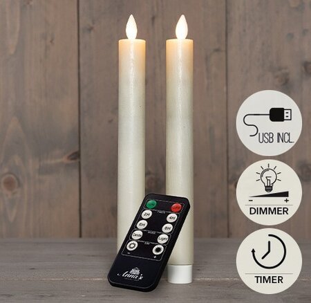 Kaars led oplaadbaar 23cm wit