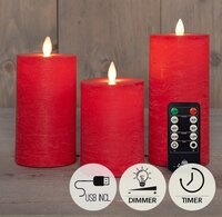 Kaars led oplaadbaar d7.5 rood s3