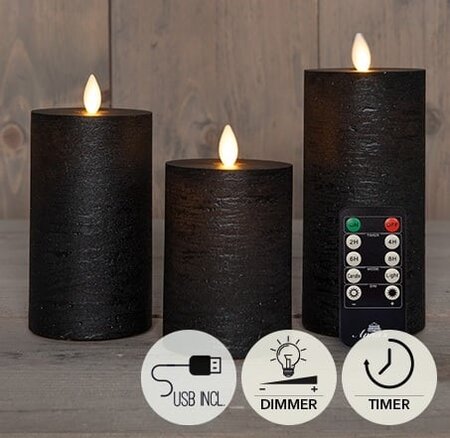 Kaars led oplaadbaar d7.5 zwrt s3