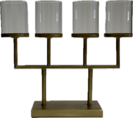 Kaarsenhouder 4 line l38b11h23 goud